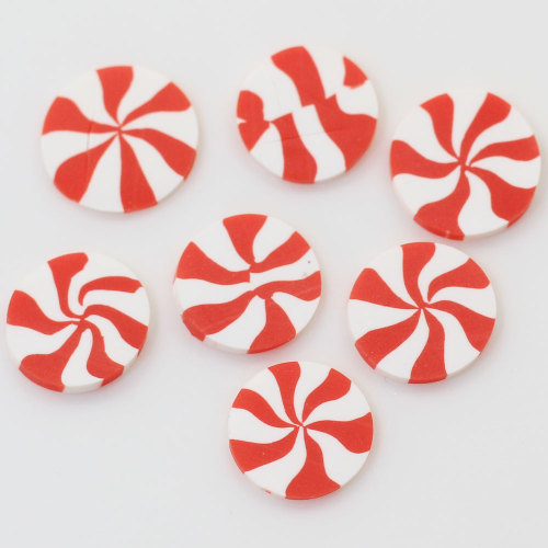 Kawaii Loose Beautiful Red White Colors Mixed Curl Swirl Shape Style Round 3D Candy Beads Suitable for DIY Ornament