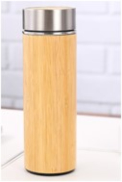 450mL Plastic Bottom Bamboo Vacuum Water Bottle