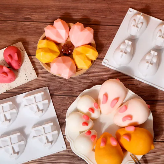 Hot Sale 3D Bunny Pudding Bowl Cake DIY Silicone Mold - Decompress Toy Resin Molds 6-Hole 2 Size Rabbit