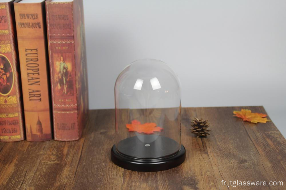 Vitrine de table en verre transparent et bois