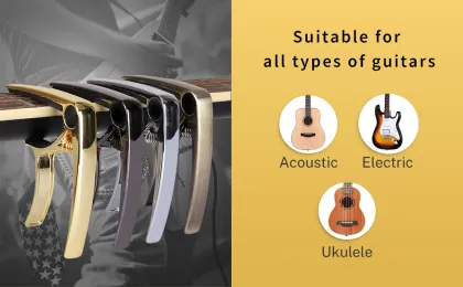 Factory Direct Guitar Accessories Bundle: Clamp Clip, Ukulele, Bass, Bassoon, 4 Guitar Picks & Capo - SC-3