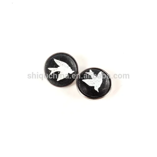 16mm black small marble flat back stone cabochon buttons for vintage costume jewelry