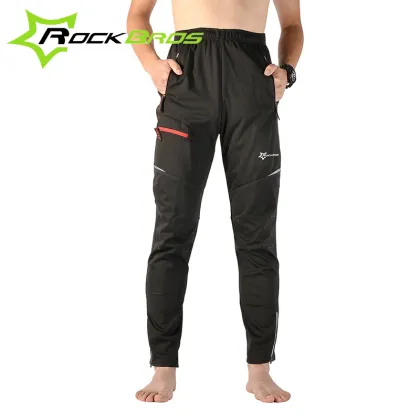 ROCKBROS Autumn Winter Windproof Thermal Cycling Pants Cycling Clothing Bicycle Pants Riding Bike Pants Black