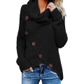 Womens Button Cowl Neck Sweaters