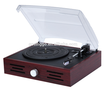 Vinyl Record Player Turntable, Retro wooden turntable player