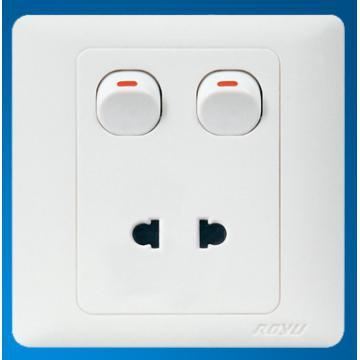 R6 Series 2 Gang Switch + 2 Pin Socket