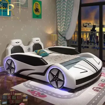 Good Quality Leather Kids Car Shape Bed for Boys