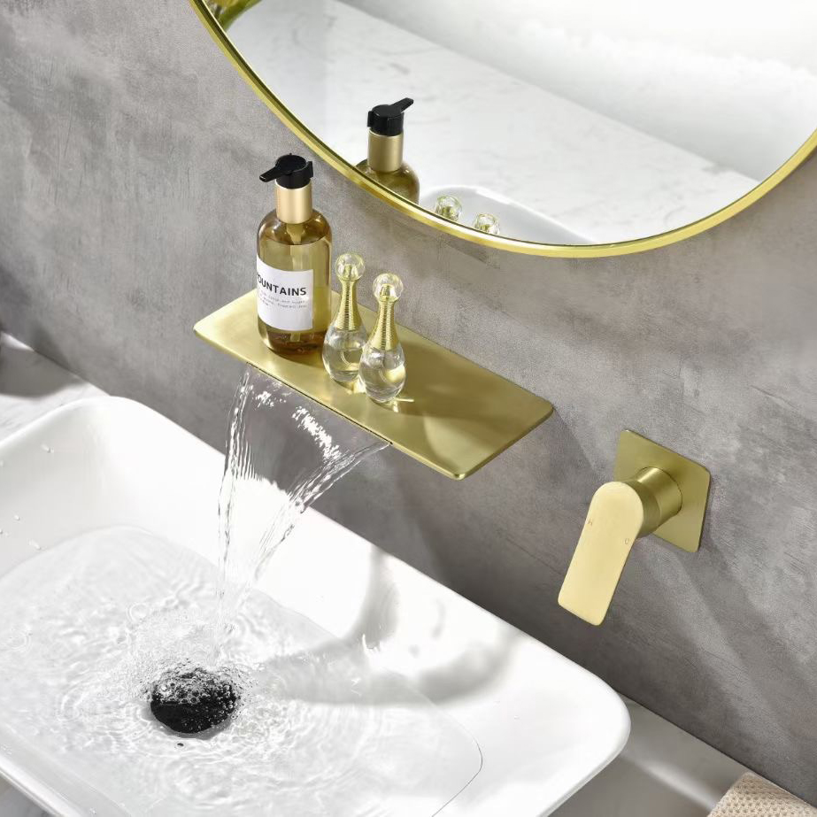 Brass Waterfall Sink Bathroom Faucet Upc Gold Taps