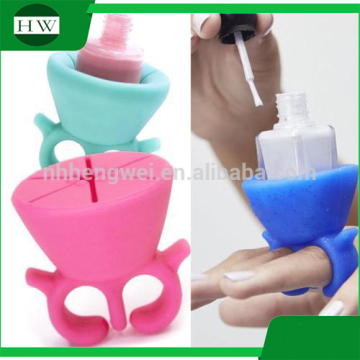 portable silicone wearable ring shape nail polish bottle stand bracket rack holder tool