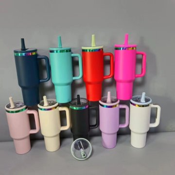 Custom Logo Insulated Tumbler 40oz 30oz Matte Black Coffee Cup with Straw