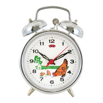 Chrome Mechanical Twin Bell Alarm Clock No Battery