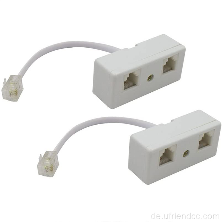 Splitter 1 männlich bis 2 weiblicher RJ11 6P4C Telefonkonverter Kabeladapter für Wall -Festnetz