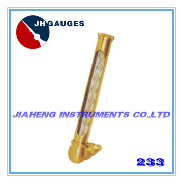Round glass thermometer with protective case