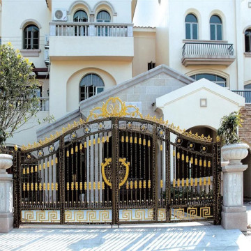 Sliding Door with Sidelight and Wrought Iron Gates