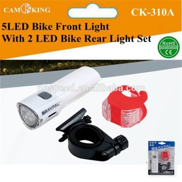 5led bike front light and 2 led silicone rear light set