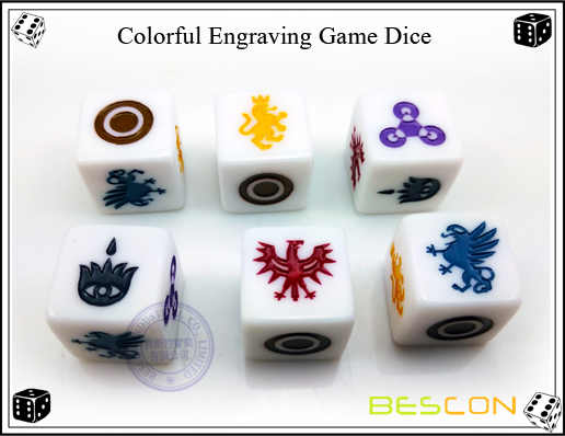 Colorful Engraving Game Dice