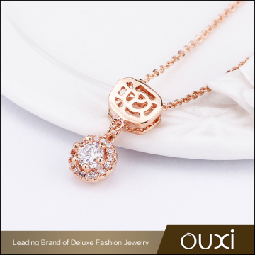 New Design Fashion 18K Gold Flower Charm AAA Cubic Zircon Diamond Pendant Women Wedding Necklace