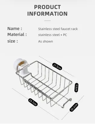 Faucet Stainless Steel Metal Storage Racks Adjustable Sink Sponge Draining Rack Kitchen