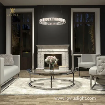 Custom k9 crystal inlaid disc shape chandeliers hotel lobby banquet hall custom chandeliers