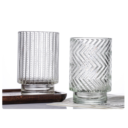 Copa de vela de alivio transparente con vidrio espesado y patrón retro