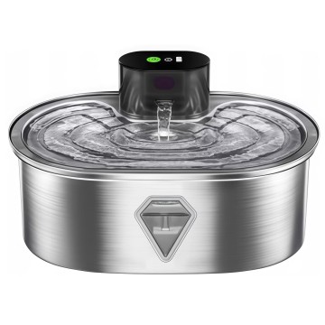 Modern Pet Fountain Water Dispenser Automatic Filtered Circulation Quiet Pump Stainless Steel Bowl for Cats Dogs Small Animals