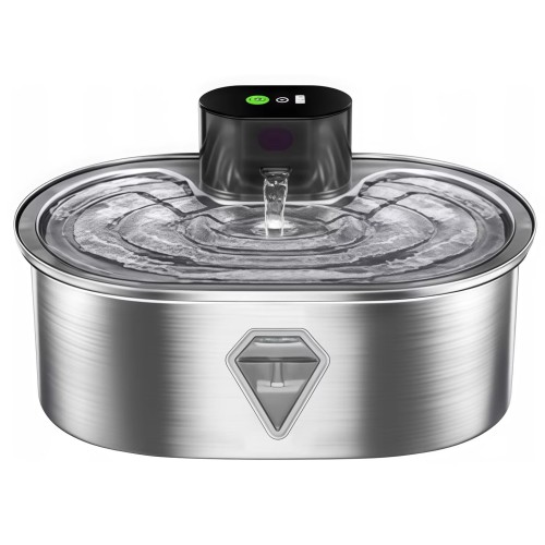 Modern Pet Fountain Water Dispenser Automatic Filtered Circulation Quiet Pump Stainless Steel Bowl for Cats Dogs Small Animals