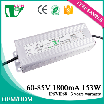85V 1800maPWM Waterproof Constant Current Dimmable 153W Led Driver