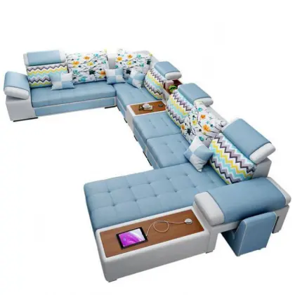 Modern Minimalist Fabric Sofa with Latex for Small Apartments