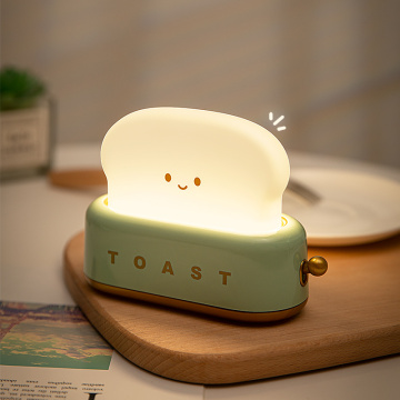 Cute RGB Color-Changing Bread Shape BPA-Free Silicone LED Night Light for Kids