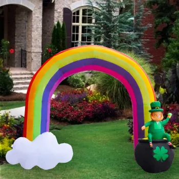 Inflatable Rainbow Arch St. Patrick's Day Decoration with Built-in LED Lights for Outdoors