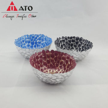 Clear Embossed bowl with Aluminzing&Spray inside glass bowl