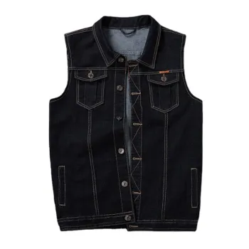 Men's Plus Size 8XL Cotton Denim Vest Jeans Sleeveless Waistcoat Cowboy Outdoors