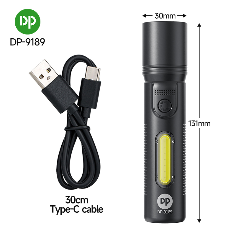 2-in-1 Mini Rechargeable Flashlight COB Type-C