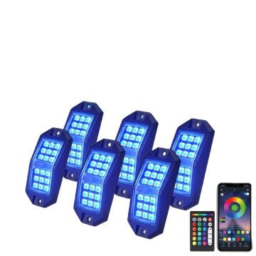 Bluetooth RGB LED Rock Light Kit with Remote Control for Off-Road Vehicles