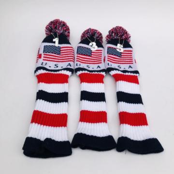 Golf knitting three-piece club set head cover