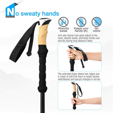 Adjustable Trekking Poles with Cork Grip - Telescopic Nordic Walking Stick for Men and Women