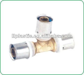 brass press fitting tee for manifold pex-al-pex pipe