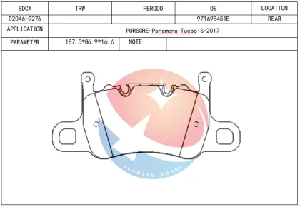 SDCX Brake Pad D2046-9276 for Porsche Panamera Turbo S E-Hybrid Sport Turismo 971 2016 4.0T