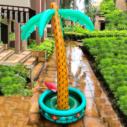 Inflatable Palm Tree Pool Cooler Drink Holders Set