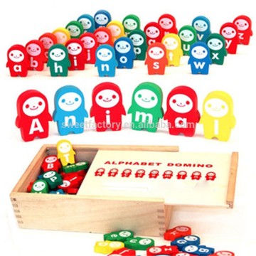 Funny penguin wooden domino box toy set,wooden domino blocks