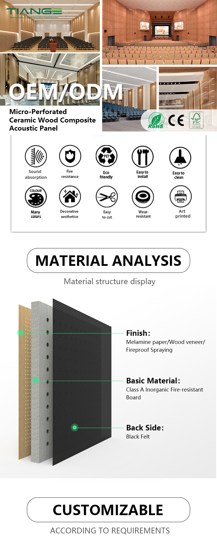 1Micro-Perforated Ceramic Wood Composite Acoustic Panel