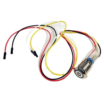 19 mm 12 V niebieski ikonę zasilania LED Momentowy przełącznik przycisku z drutem 50 cm - CQC, CCC Certified