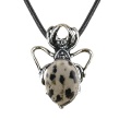 Dalmation Jasper 13X18mm Cabs Antique Silver Alloy Spider Pendant Keychain