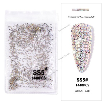 Transparent Manicure Nail Art Decor: Non-Hotfix Flatback Crystal Bling Charms