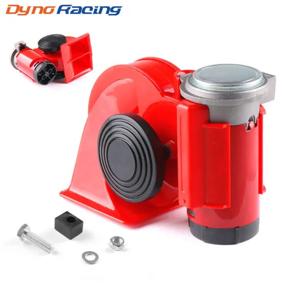 12V 115dB Red Car Air Horn: Compact Electric Dual Tone Pump Loud Siren for Vehicles - Suitable for Cars, Motorcycles, Trucks, and Bicycles