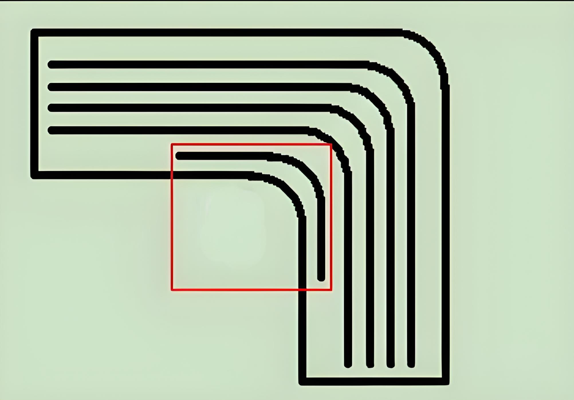 Protective copper design at the inner corner of an FPC flexible circuit board Protective copper design at the inner corner of an FPC flexible circuit board