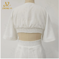 Pure white pleated elegant and gentle women's dress