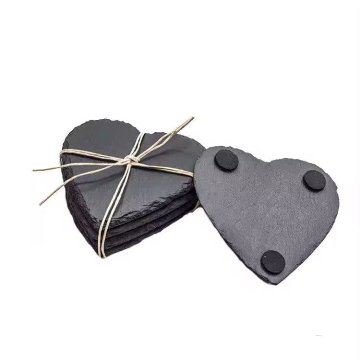 Black Custom Design Tableware Coaster Set - Slate, Marble, Wood, Bamboo (8 Pcs)