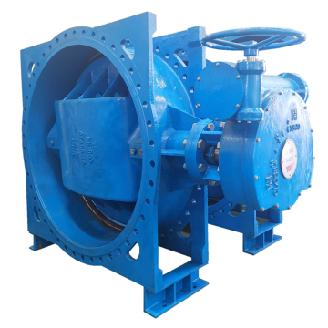 Serious 14 Ductile Iron Double Eccentric Butterfly Valve Flanged Type DN1800 PN10 Gear Operated