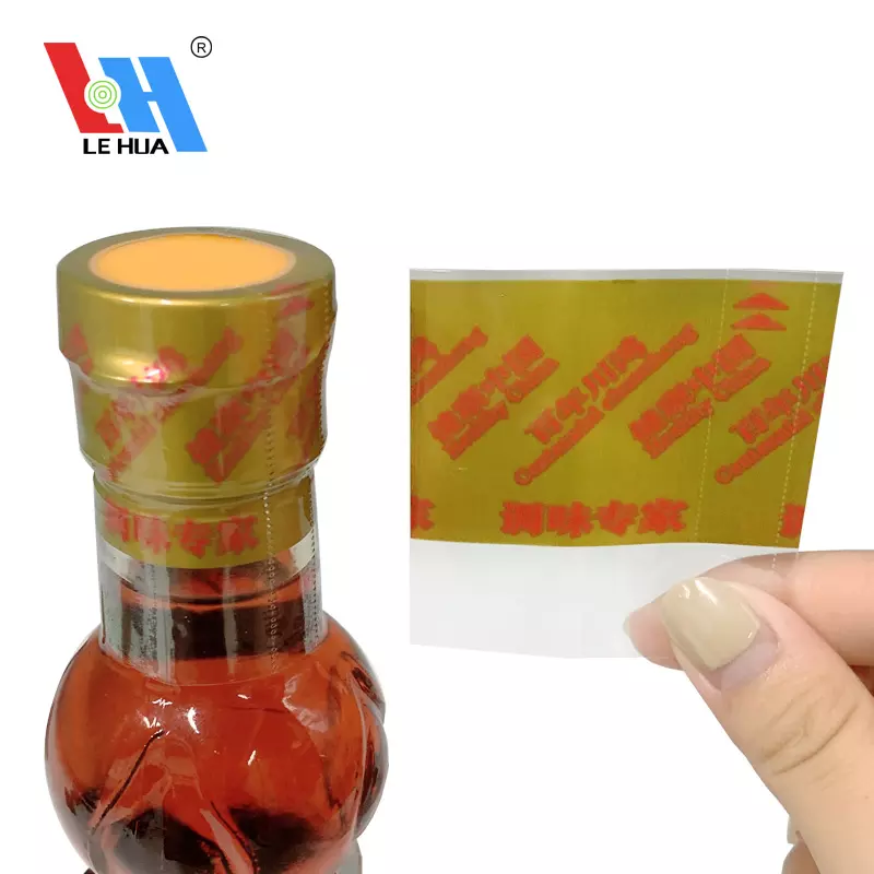 Rótulo de proteção contra tampa de tampa de garrafa de impressão personalizada de impressão personalizada